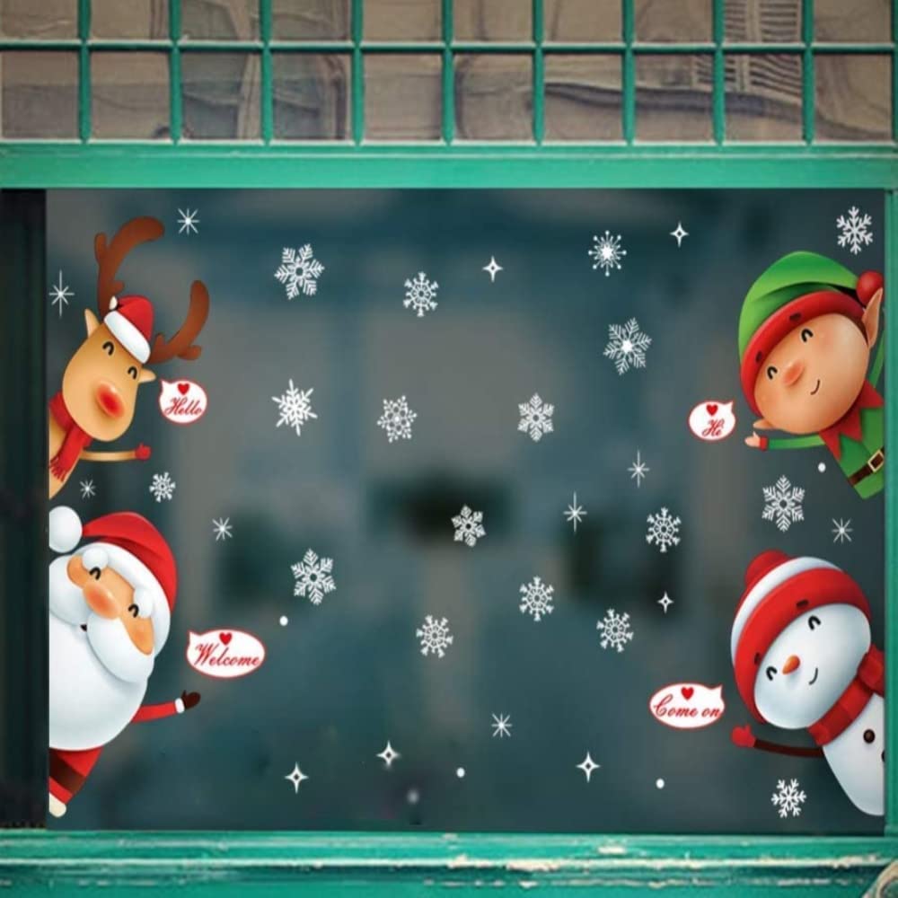 Świąteczne naklejki na okna, ozdoby świąteczne, naklejki na okna Dekoracja na choinkę Naklejki ścienne na szyby Śnieżynka Naklejki do salonu Festiwal Wystrój wnętrz Szczęśliwego Nowego Roku Tapeta