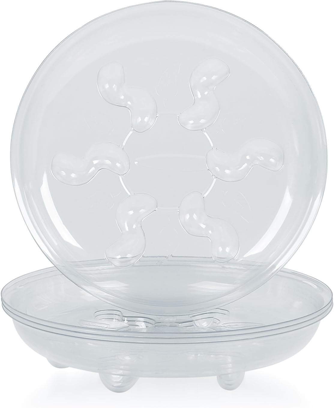 OAKBAY 5 Pack of 10 inch, Heavy Duty Clear Plastic Plant Saucers, Flower Pot Drip Trays for Indoor & Outdoor Garden Plants
