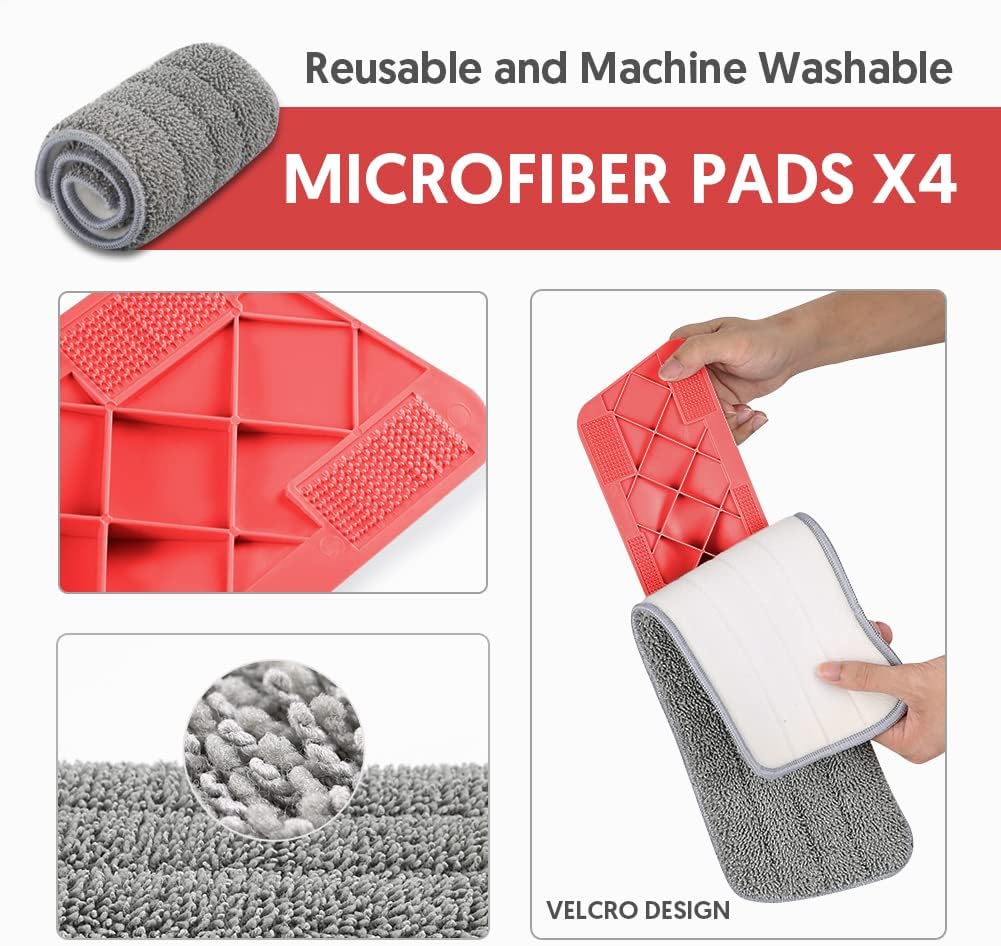 Spray Mop for Floor Cleaning, UMAYCOOL Floor Mop Microfiber Spray Mop Dry Wet Mop Dust Mop with 4 Reusable Mop Pads & 550ML Refillable Bottle for Cleaning Laminate, Tile, Wood, Hardwood Floor