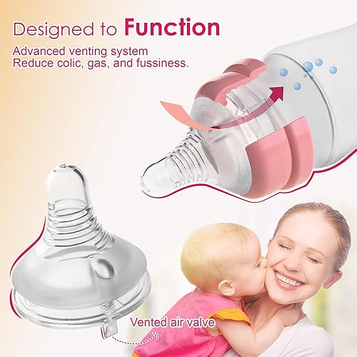 Miniatura 3 de Nenesupply 4 pezones de biberón NaturalFit Nivel 5 Flujo 5 Tamaño XL para 9 Meses + Bebés. Cuello ancho con válvula ventilada anticólicos funciona