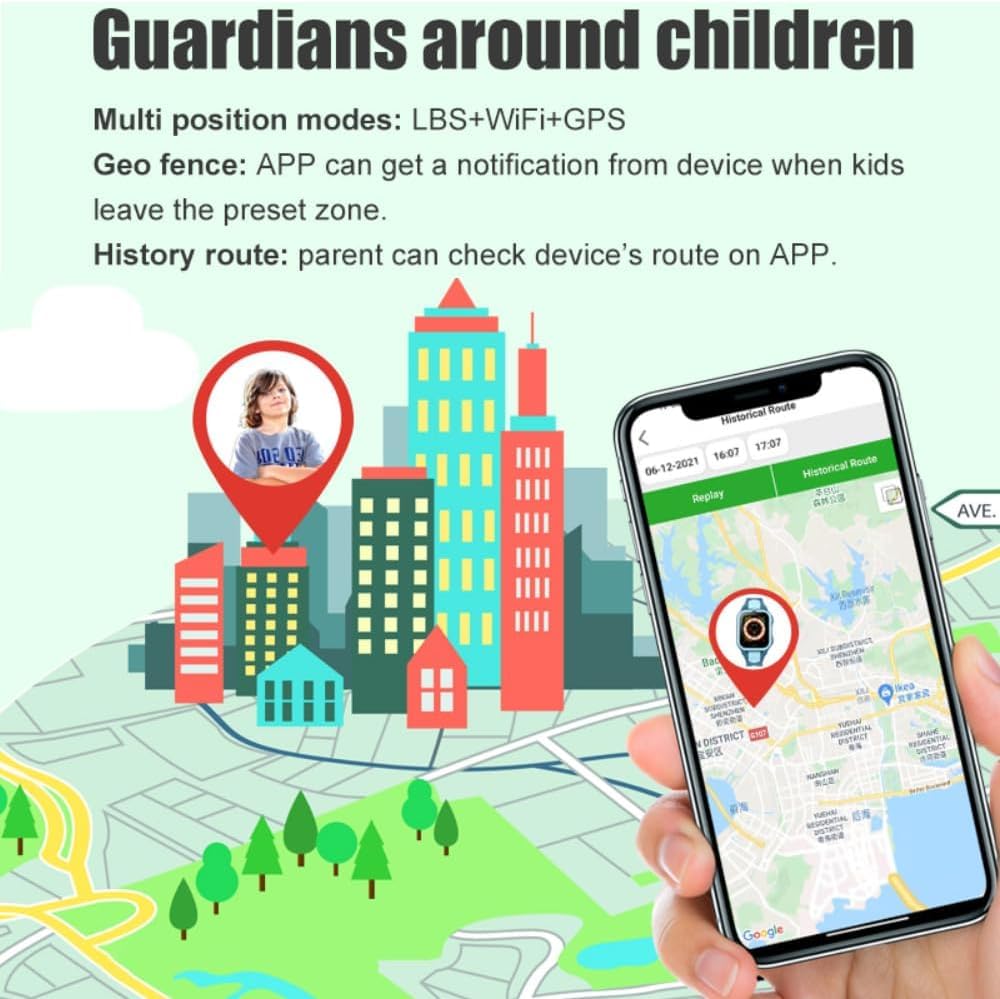 Winnes Reloj Inteligente 4G para niños, posicionamiento GPS, videollamada bidireccional, SOS, Modo Escolar, Resistente al Agua IPX, cámara, Despertador, Regalo para niñas y niños (Pink)