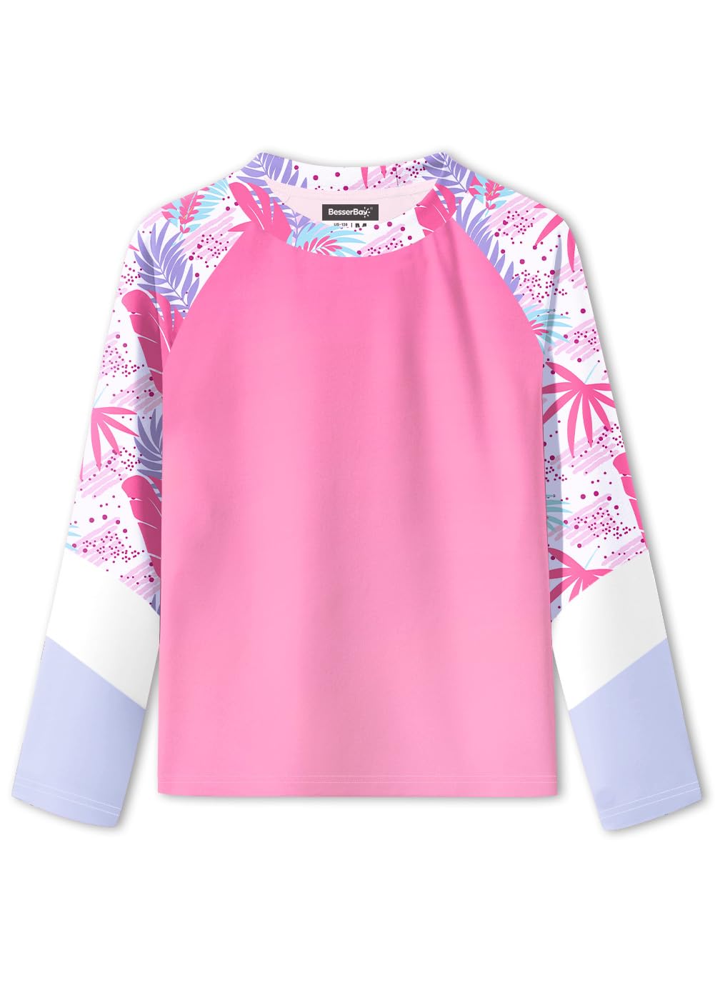 BesserBay Girls Rash Guard UPF 50+ Raglan Sleeve Swim Shirt 6-14 Years