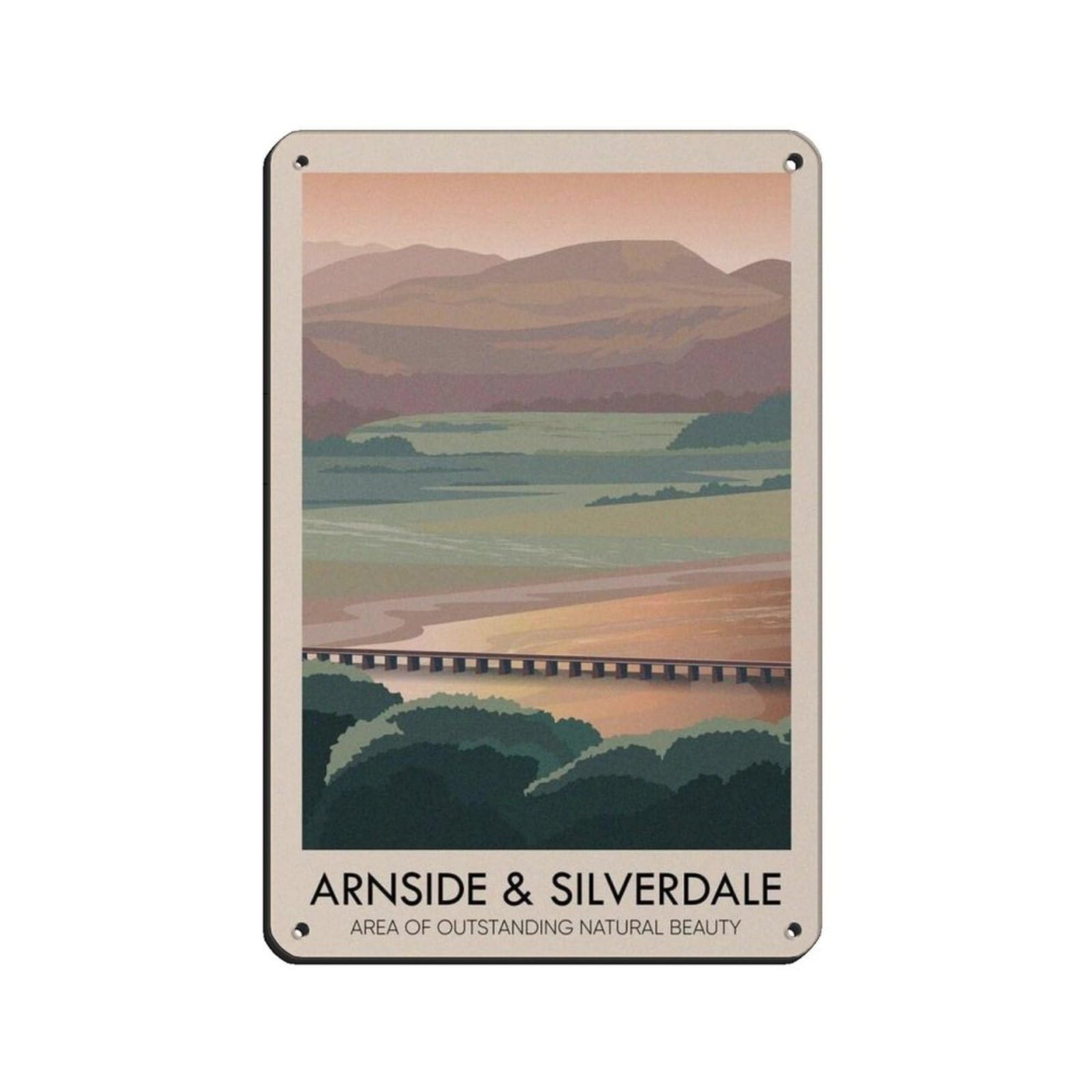 Lxwnze 20L X 30W Cm Arnside And Silverdale Aonb Poster Tin Sign Vintage Metal Pub Club Cafe Bar Home Wall Art Decoration Poster Retro 8X12inch(20X30cm)