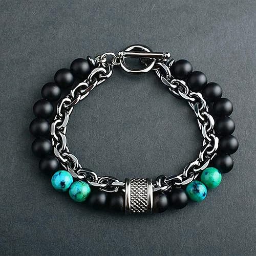 Miniatura 4 de Joyería de moda de acero inoxidable ojo de tigre natural Obsidiana para hombremujer pulsera de cuentas de 0.394 in