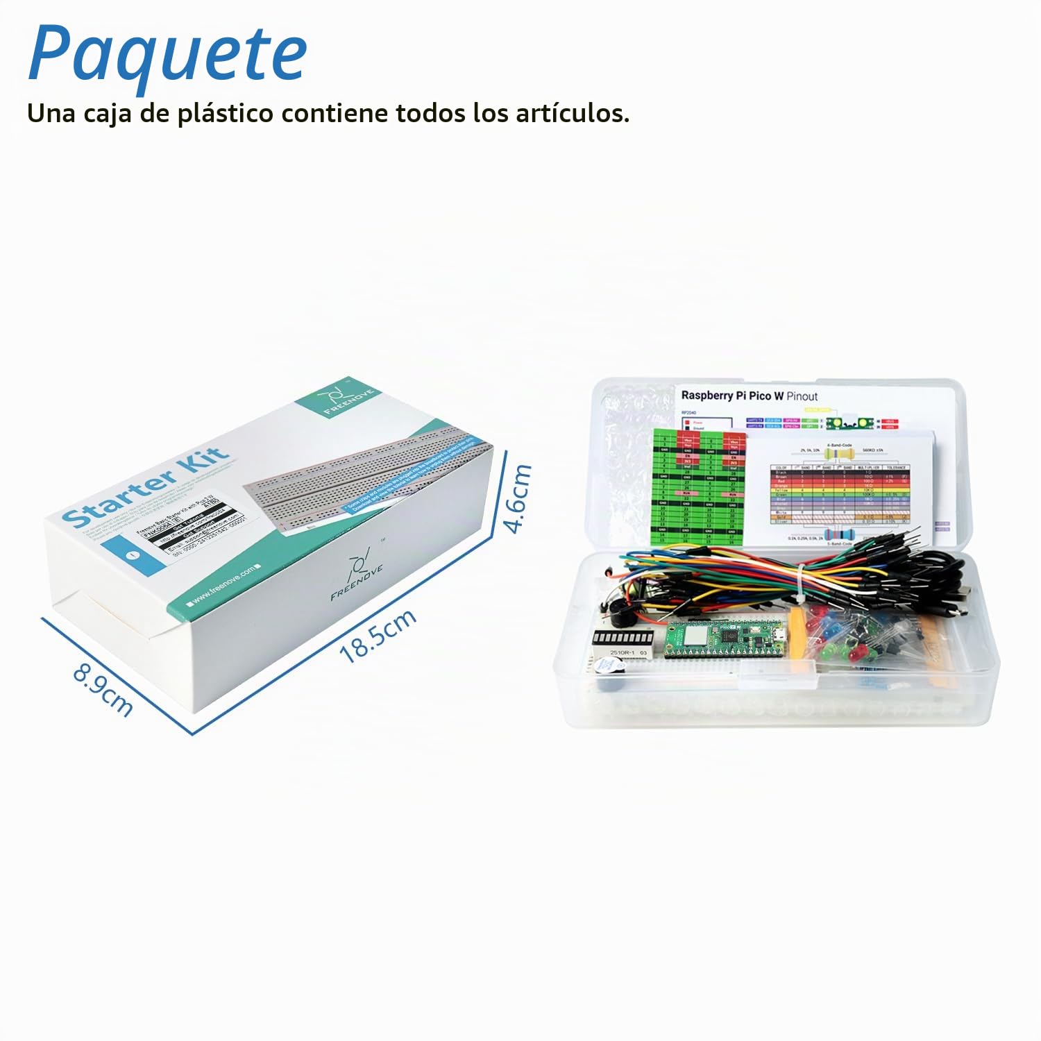 Freenove Basic Starter Kit for Raspberry Pi Pico 2 W (Included), Dual Arm Cortex-M33 and Dual Hazard3 RISC-V Microcontroller, 386-Page Detailed Tutorial, 142 Items, 55 Projects, Python C Code