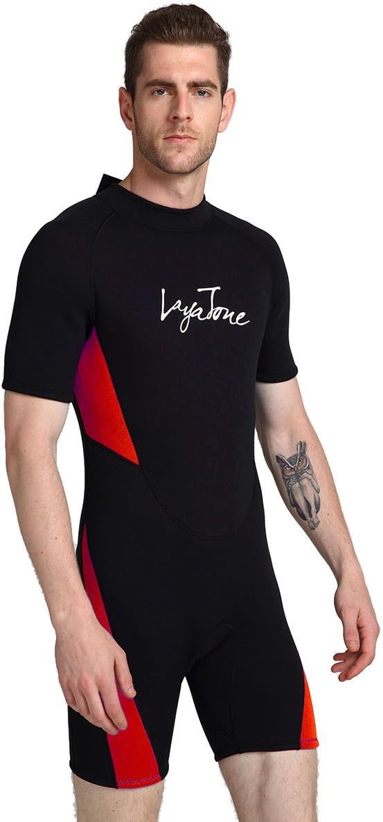 LayaTone Wetsuits Shorty Men Women 3mm Neoprene Suits Adults Scuba Diving Surfing Snorkeling Suits Canoeing Kayaking Suits One Piece Swimsuit Water Sports Wet Suit Men