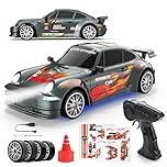 HappyGoLucky RC Drift Car, 1:24 4WD Remote Control Cars for Kids, Boys Outdoor Toys age 5-12 Year Old Gifts, 20KM/H 2-Speed Modes RC Toy Cars With LED Lights, 4 Extra Drifting Tires, 2 DIY Stickers