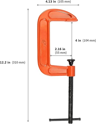 Miniatura 2 de ZEONHEI 8 abrazaderas C pequeñas naranjas de 4 pulgadas, abrazadera C de acero resistente, juego de abrazaderas C de hierro maleable para