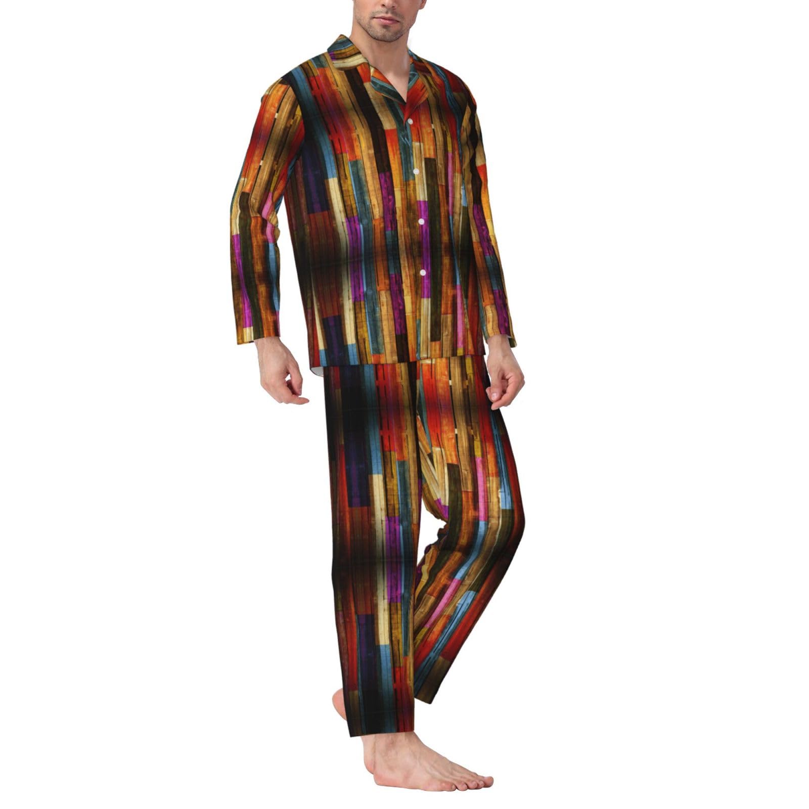 Colorato Legno Degli Uomini Pianura Pigiama Set Loungewear Set Sleepwear Pjs Set Regali Invernali Uomini San Valentino