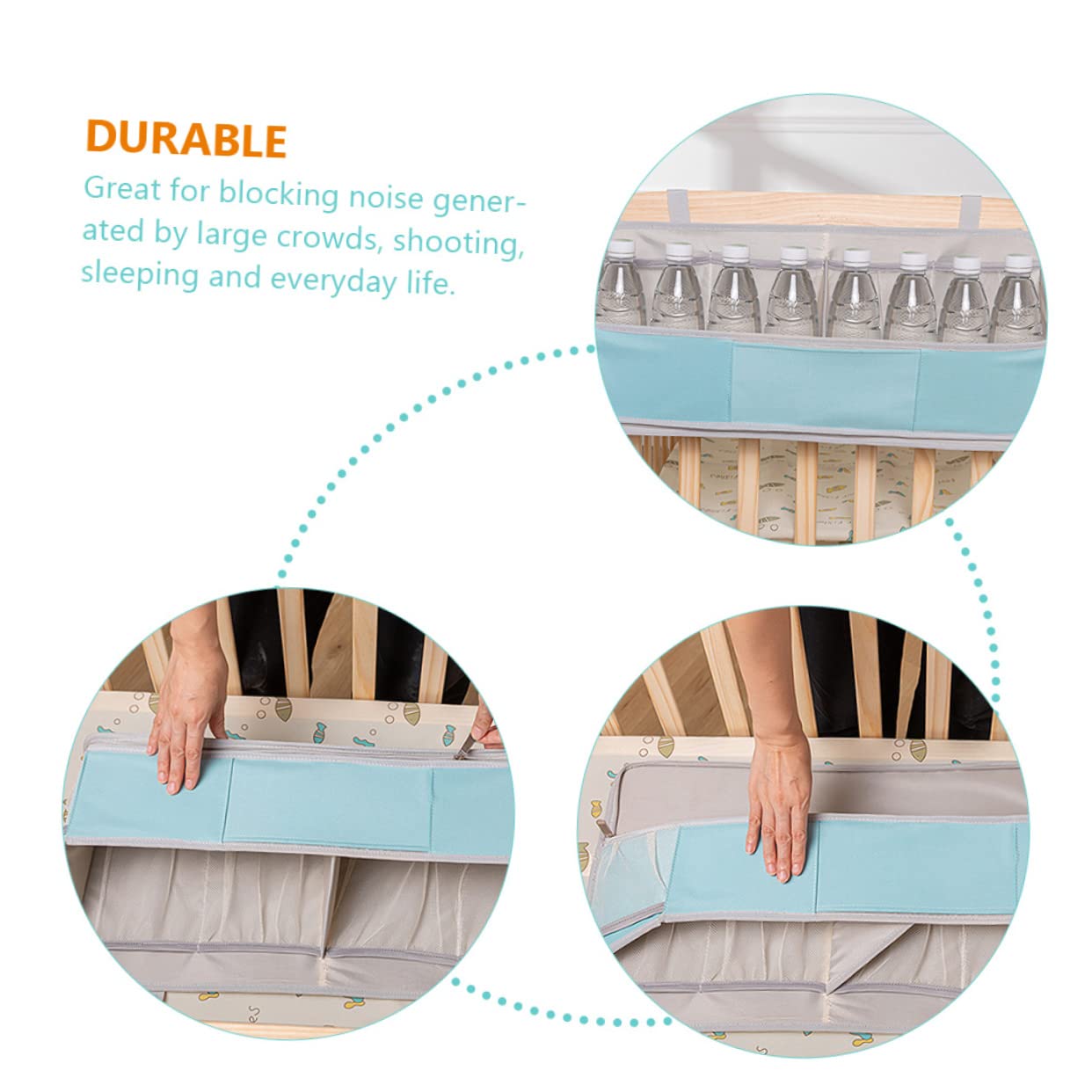 ibasenice Wickelorganiser Hängend aus Oxford Pp-Material für Kinderbetten Windelaufbewahrung mit Platz für Windeln Puder Fläschchen Etc Praktischer Organizer für Wickeltisch