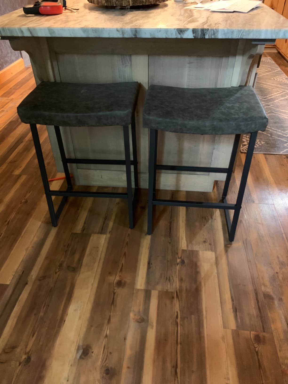 35/mo Finance MAISON ARTS White & Gold Bar Stools Set of 4 Counter