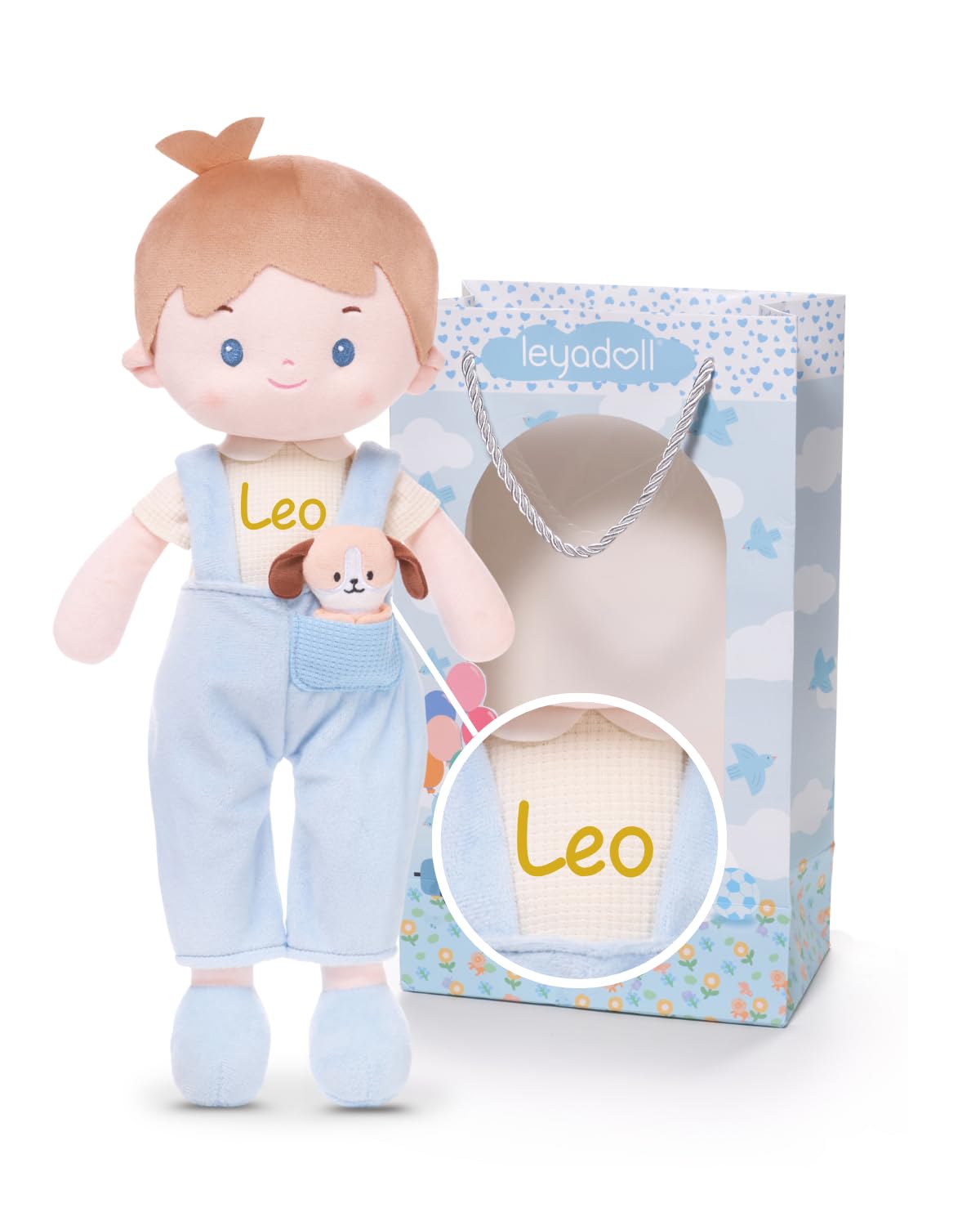 LeyaDoll Personalized Soft Baby Doll 16'',Rag Doll for 1 Year Old Girl Gift