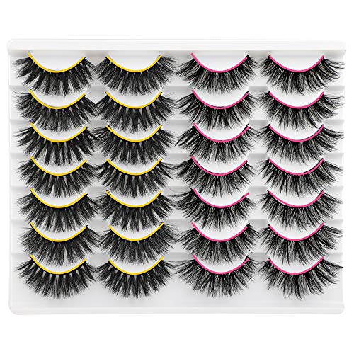 JIMIRE 2 Different Styles False Eyelashes 14 Pairs Fluffy Volume False Lashes 3D Faux Mink Strip Eyelashes Pack