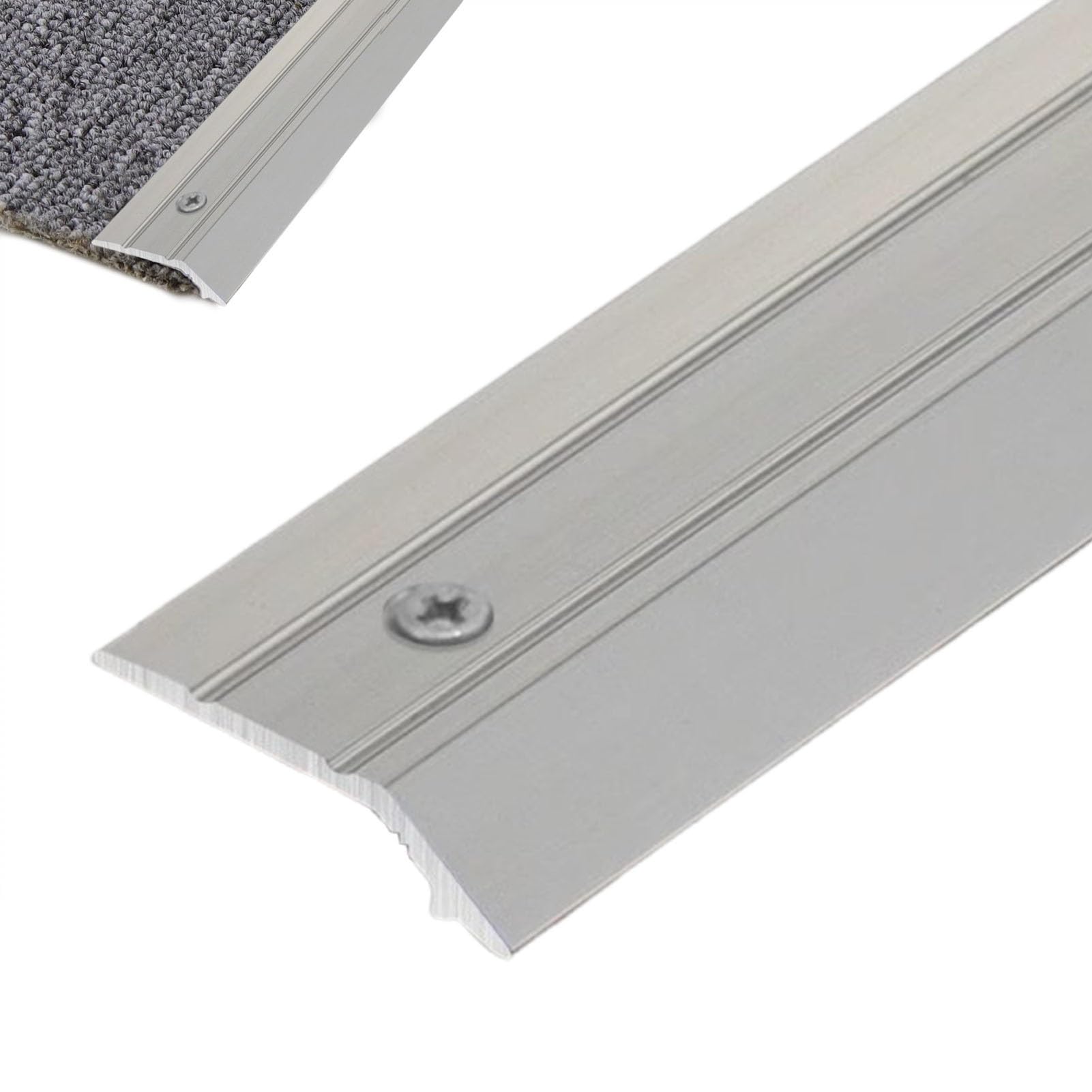 Seuil de transition aluminium 150cm profilé antidérapant moquette parquet avec trous