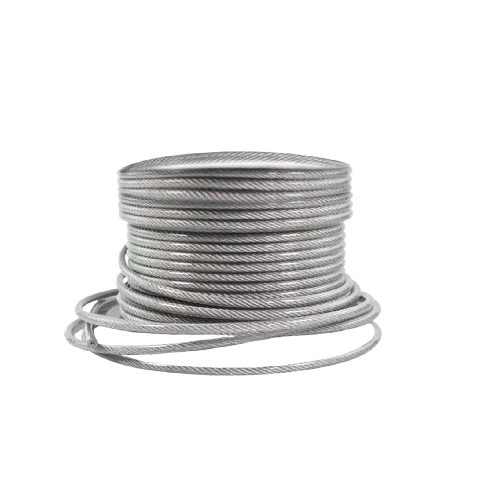 filo d'acciaio, Cavo metallico in acciaio inossidabile, cavo rivestito in plastica 7x7 in 304 2,0-3,0 mm x 50, m argento(2.0mmx50.0M)
