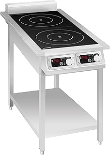 eurodib Commercial Induction Cooktop Collection, Freestanding Professional Induction Ranges with Single, Dual & Multi-Zone, Multiple Voltage Options (Fit: 5.5" x 11" - 2Burners, 1Phase 220V)