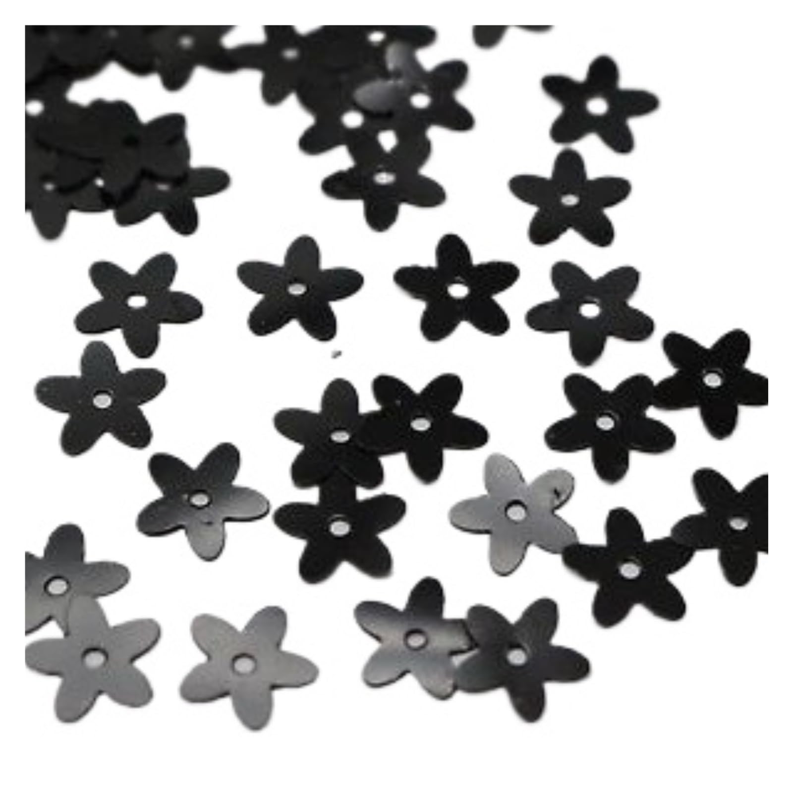 Paillettes noires en forme de fleurs 10 mm pour loisirs créatifs et customisation