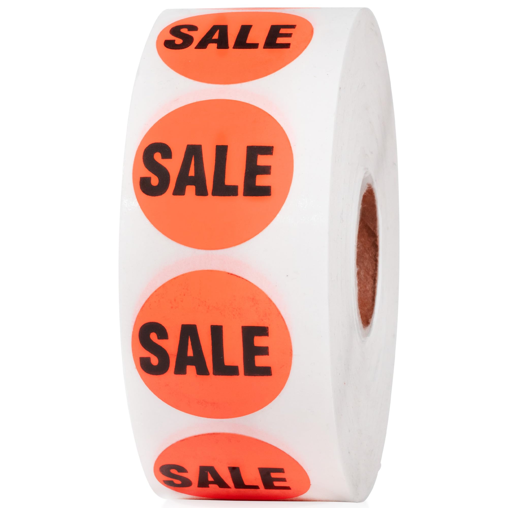 perco 1" fluorescent red advertising marking labels 1000 labels per roll 100 rolls ideal for retail, flea markets, sales events, discount marking, clearance and