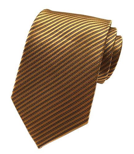Elfeves Yellow Brass Bronze Silk Tie Formal Dress Necktie Decent Holiday Gifts for men