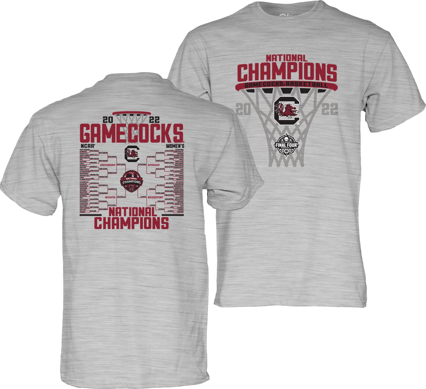 Blue 84 Men's NCAA South Carolina Fighting Gamecocks Womens National Basketball Champions T-Shirt 2022 Bracket