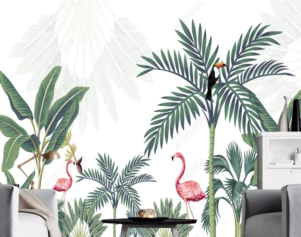 Papier peint intissé banane flamingo décoration murale salon poster géant mural 200x140
