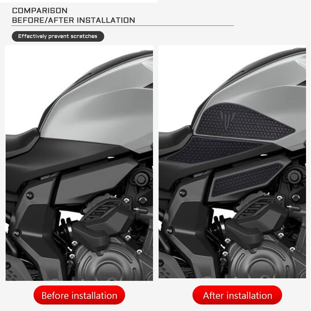 Für Yamaha MT 07 MT07 MT-07 2025 Motorrad-Tank-Tank-Traktionspad, Anti-Rutsch-Aufkleber, Gas-Kniegriffschutz