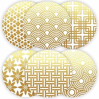 Geometric Pattern Gold Foil Stickers - (Pack of 120) 2" Large Round Labels for Christmas Happy Holidays New Year Birthday Cards Gift Boxes Envelope Seals