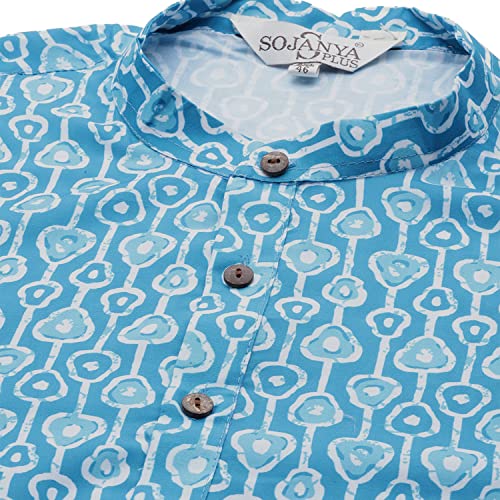 Image of SOJANYA Plus (Since 1958) Men's Cotton Linen Long Kurta | Ethnic Motif Printed for Navratri, Garba & Puja