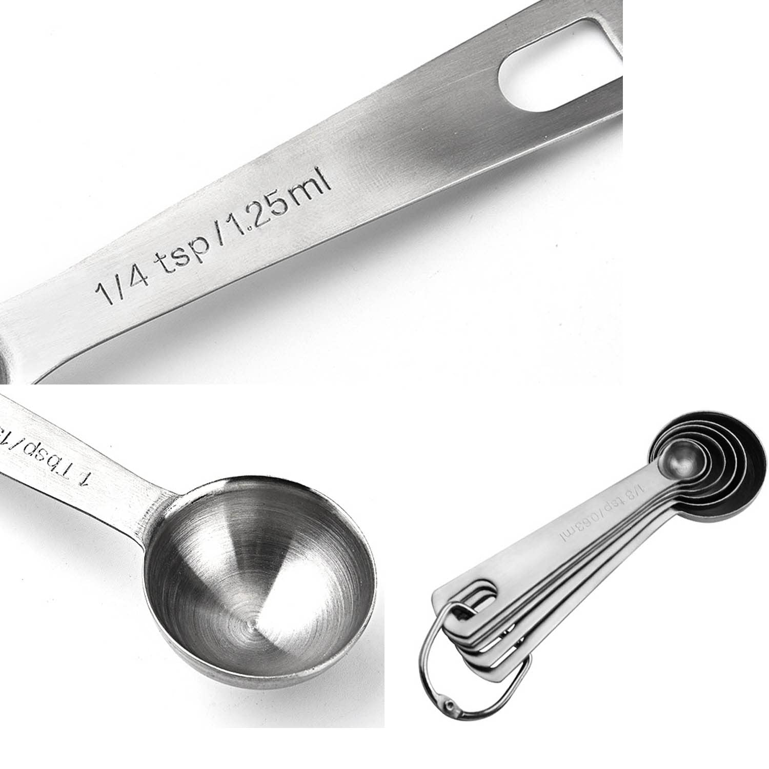 Cuillères à Mesurer en Acier Inoxydable 11 Pièces Empilables avec Niveleur Mini Fouet Cuillère à Café Cuillère à Soupe pour Ingrédients Secs et Liquides