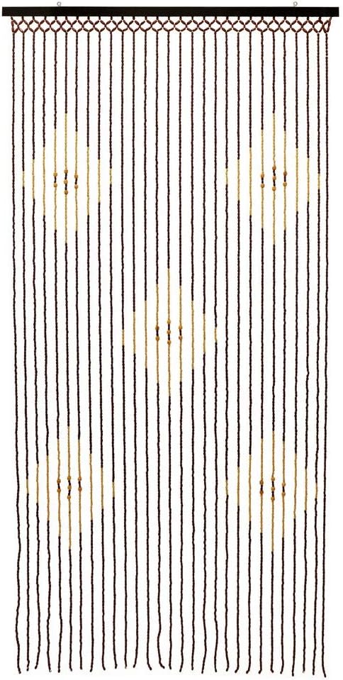 JVLTuscany Hanging Diamond Wooden Beaded Door Curtain Screen, 90cm x 180 cm, Multi, 90 x 180cm approx