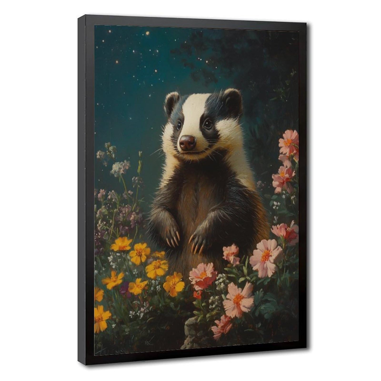 Bareronor Grey Whimsical Badger Canvas Poster Bedroom Decor Landscape Office Room Decor Gift 24" L X 36" W