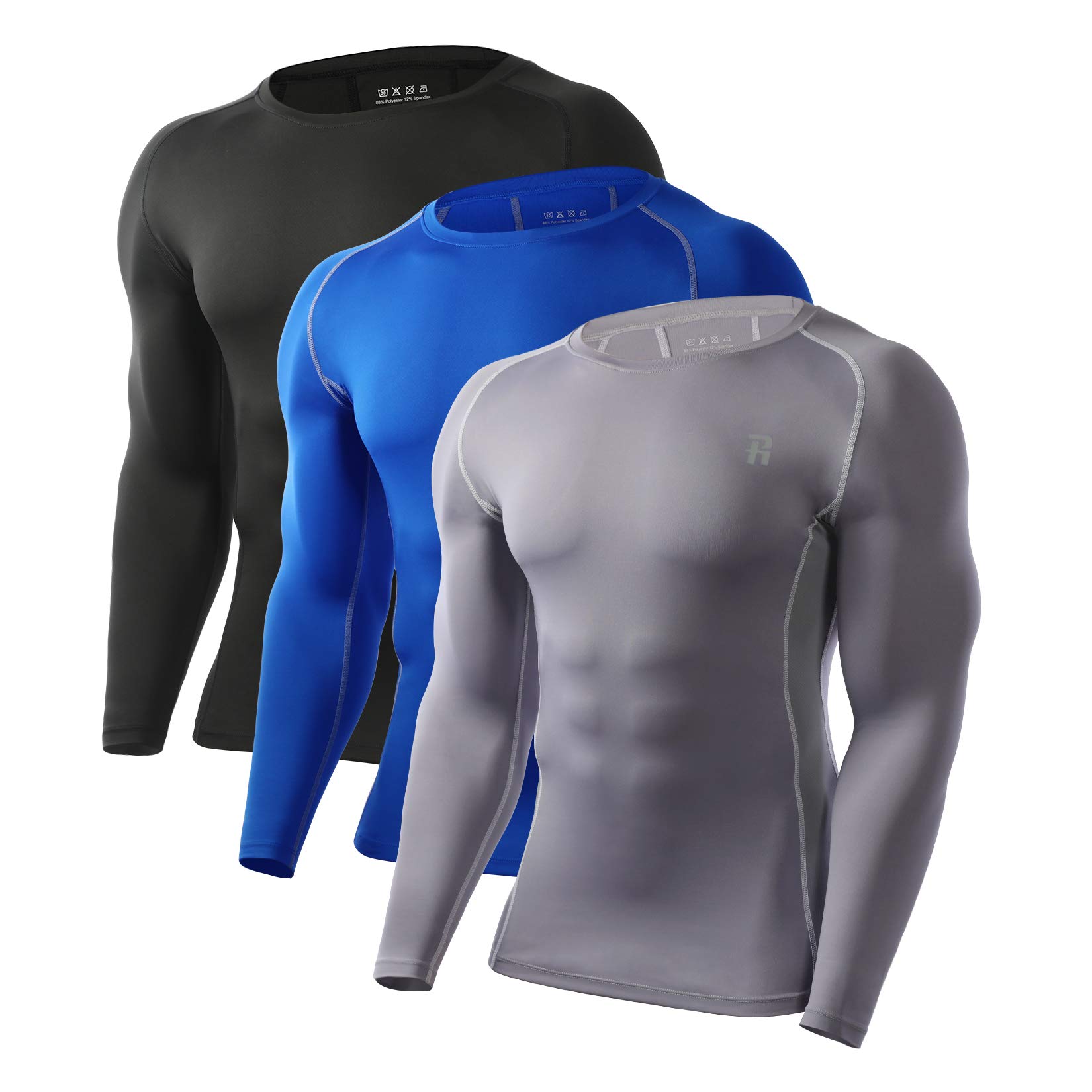 Runhit Long Sleeve Compression Shirts for Men Short Sleeve Quick Dry Athletic Workout T-Shirts Base Layer Tee Shirt