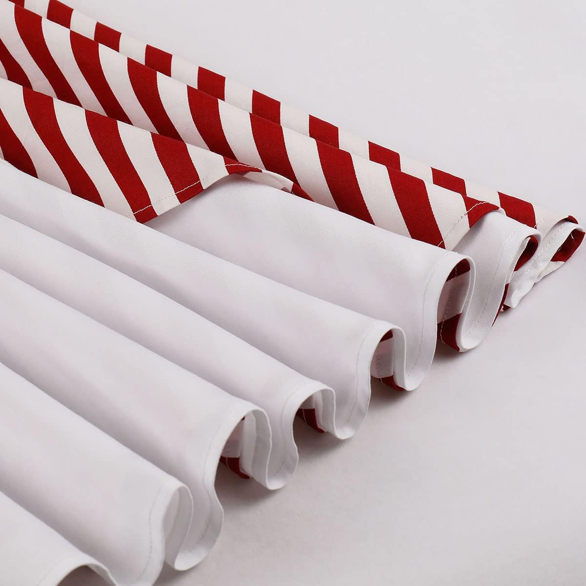 Women Spaghetti Straps 50s Vintage Stripes Cocktail Swing Dress Sleeveless Color Block Retro 1950s Audrey Hepburn Rockabilly Prom Tea Dress Wedding Fit Flare Skater Midi Dress White Red-Stripes S - Image 5