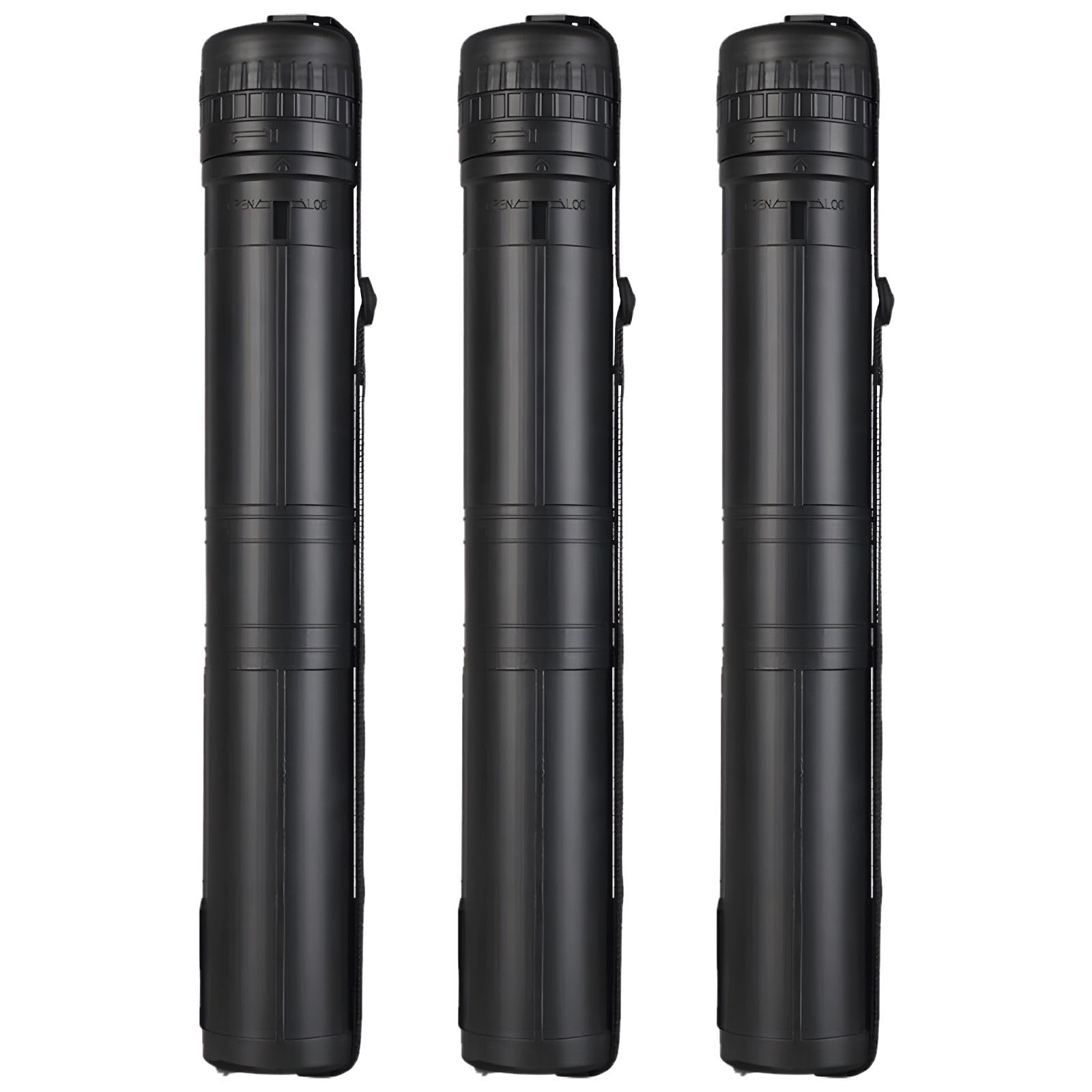 3 Piece Drawing Tube Blueprint Case, Length Adjustable 17.3‘ - 29.7’, Poster Tube with Shoulder StrapRetractable Art Plastic TubeBlack Storage Tube, Waterproof and Lightproof