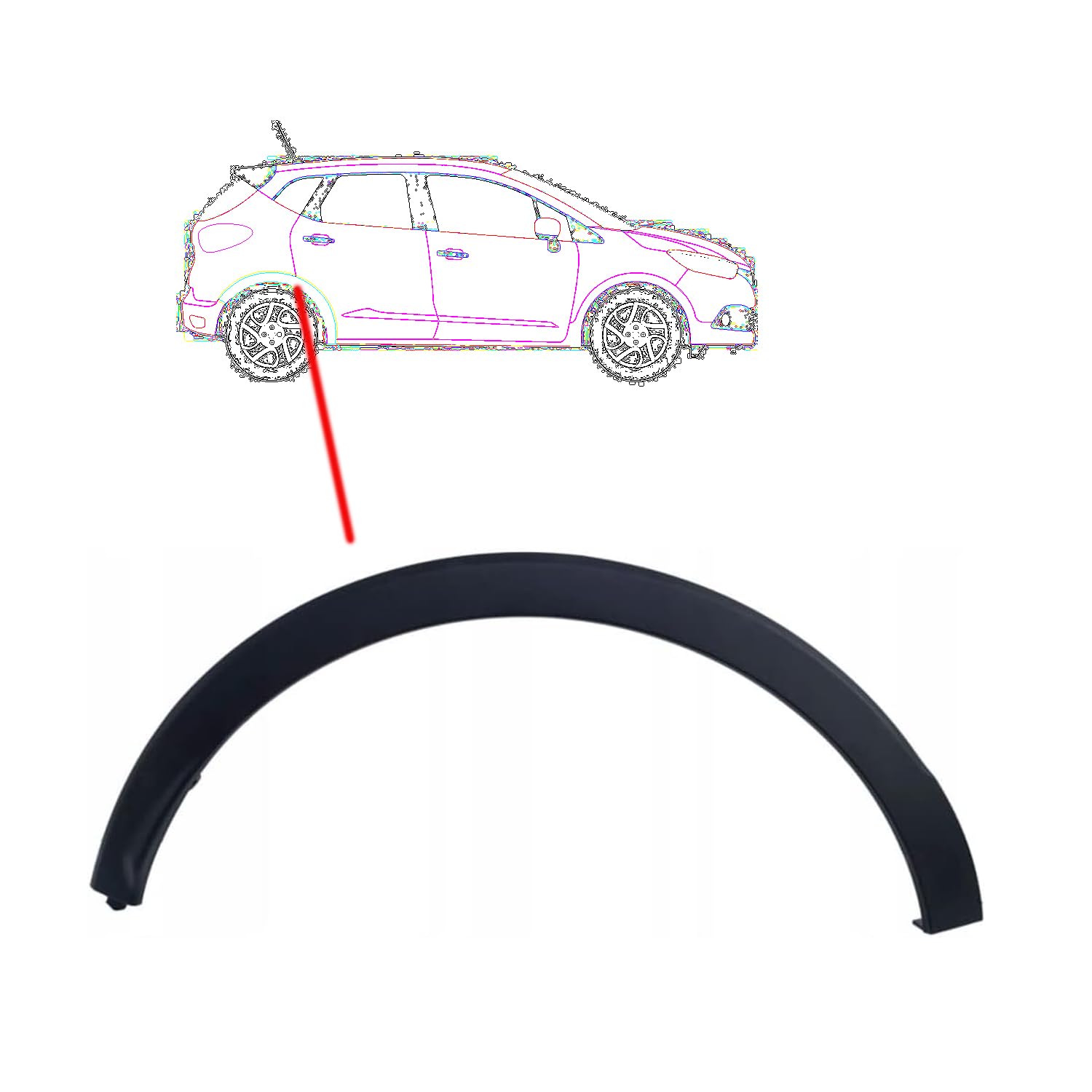 RAS Parafanghino Posteriore Destro Nero Goffrato per Renault Captur Dal 03-2017 Al 12-2019