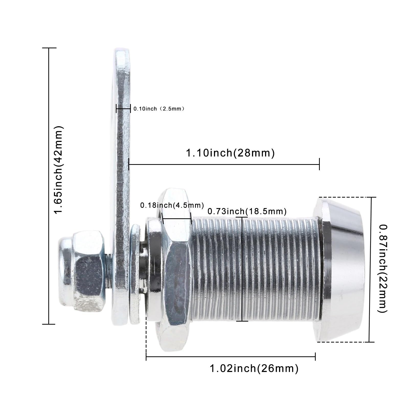 Zamki do szafek i mebli 4 zestawy zamków krzywkowych z kluczem rurowym, do skrzynek pocztowych, do szafek, szuflad, mebli, cylindrów, zamków krzywkowych z kłódką na klucz