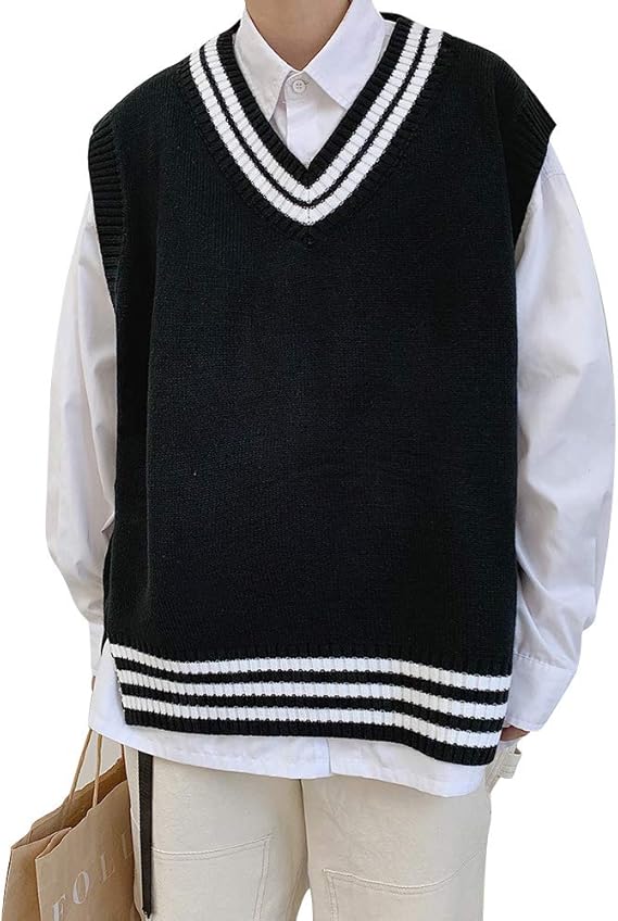 Amazon ニットベスト メンズ Vネック セーターベスト チルデン ニット トップス ゆったり オーバーサイズ 無地 カジュアル ブラック Xxl ベスト 通販