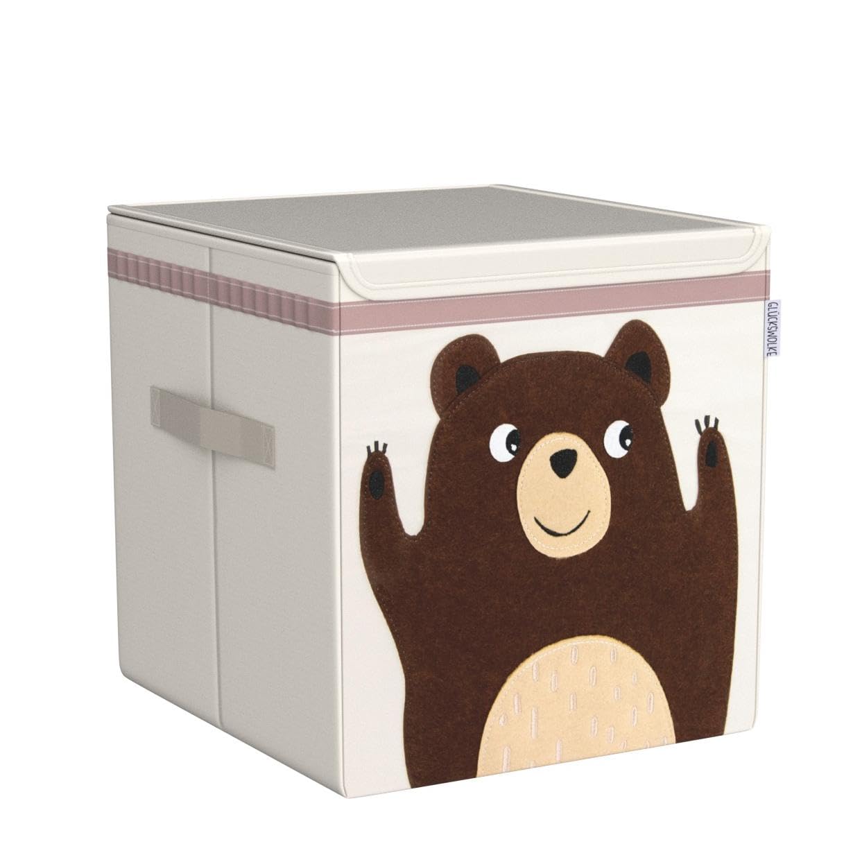 GLÜCKSWOLKE Boite de Rangement Enfant - 15 Motifs I Coffre à Jouet I Caisse Cube (33x33x33) I Bac à Jouets avec Couvercle - Chambre Bebe I Panier à Jeux pour Fille et Garcon (Ours)