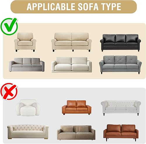 Miniatura 8 de H.VERSAILTEX Funda de sofá jacquard con protector de muebles de asiento impermeable, 1 pieza, funda elástica con parte inferior elástica para niños,