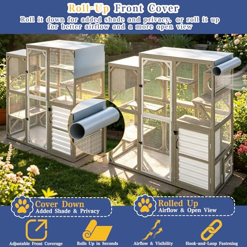 Image of PetsCosset 67 inch H Large Walk-in Catio Outdoor Cat Enclosure with Storage