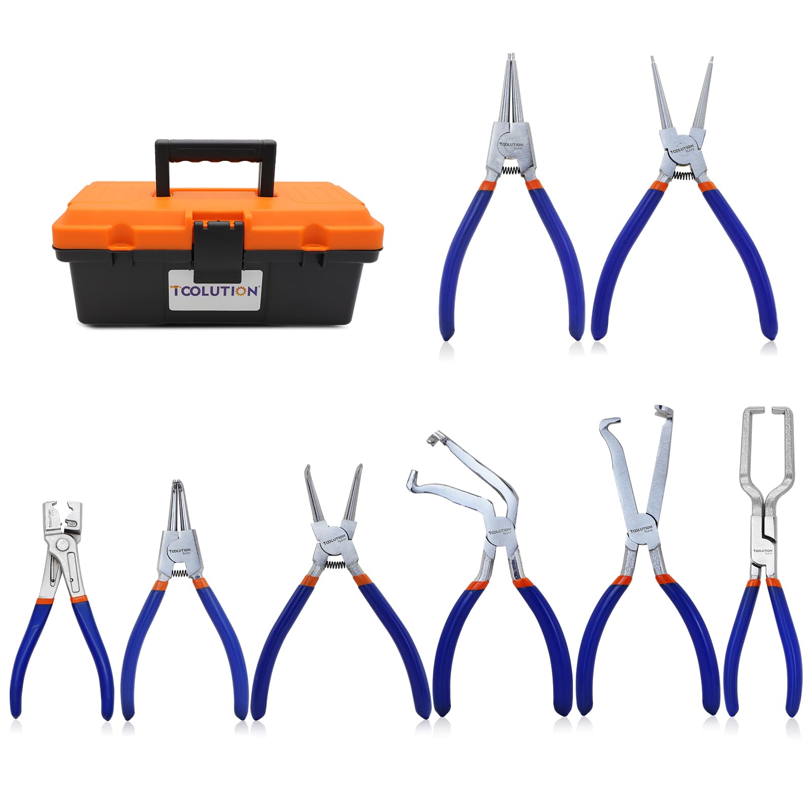 TOOLUTION 8-Piece Hose Clamp, Fuel Line, Electrical Disconnect Snap Ring Pliers Kit with Internal External Circlip Pliers