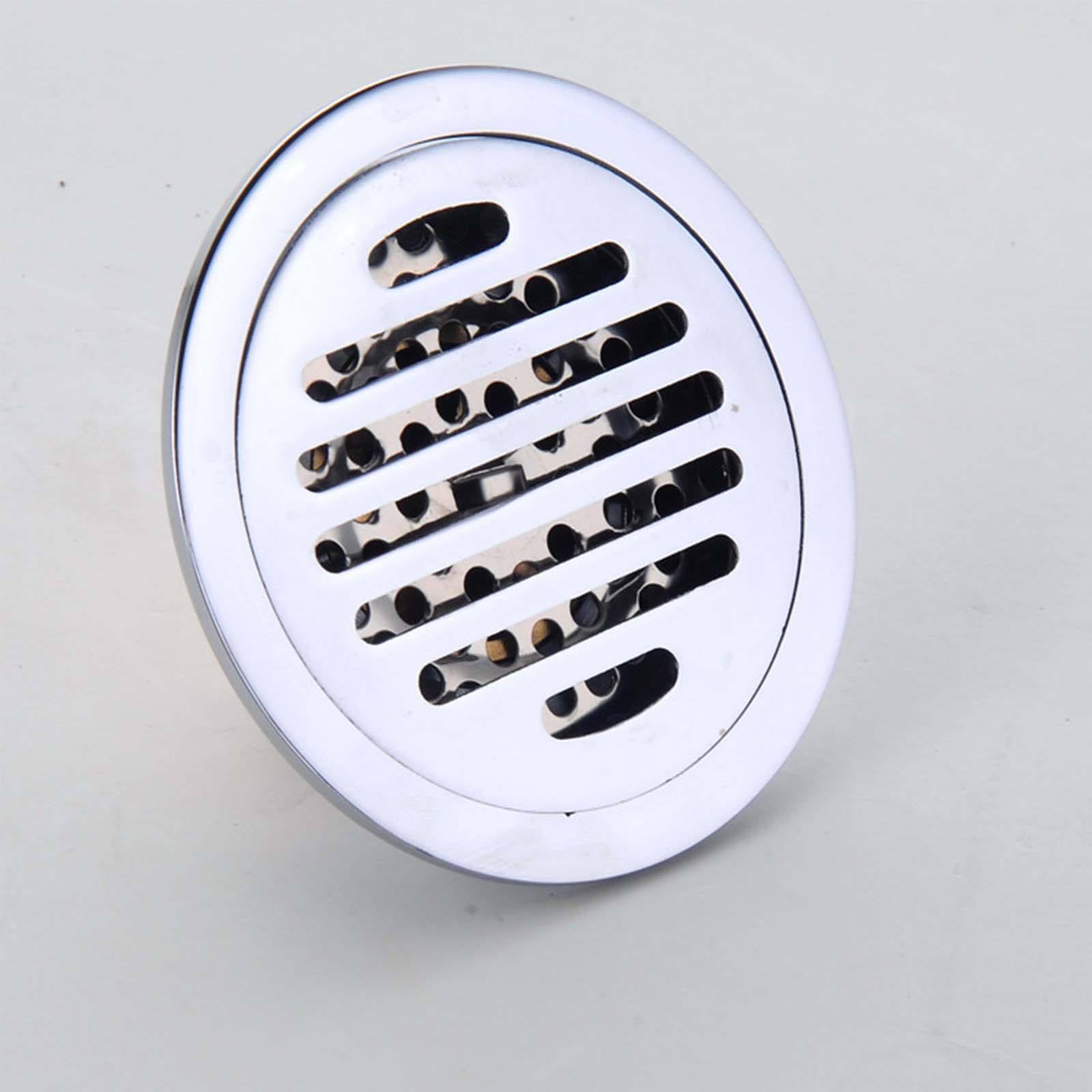 Bonde Douche Laiton Siphon Douche Chrome Bonde de Douche Rond Bonde Douche Extra Plate Simple Siphon de Sol Convient aux Balcons, Cuisines et Salles de Bains
