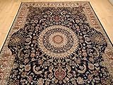 New Silk Persian Navy Rug Silk Rug 7x10 Navy Rug Dark Blue Rug Traditional Area Rugs Persian Silk 6x9 Silk Rug Living Room Rugs Navy Blue