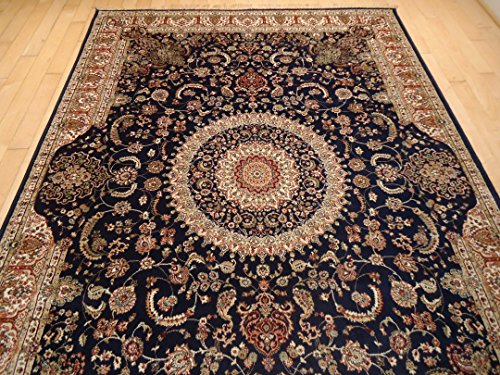 New Silk Persian Navy Rug Silk Rug 7x10 Navy Rug Dark Blue Rug Traditional Area Rugs Persian Silk 6x9 Silk Rug Living Room Rugs Navy Blue