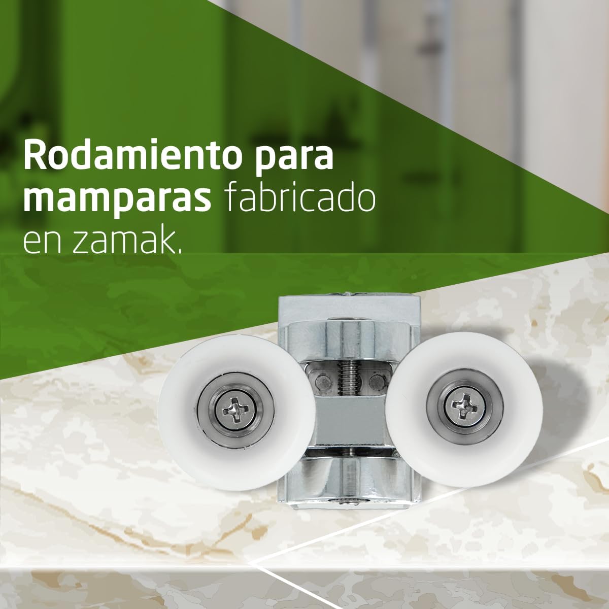 Amig - Shower Door Roller | Ø25 mm | for 6 mm Thick Shower Doors | Chrome-Plated zamak Clamps | Nylon Wheels | Smooth and Durable Sliding