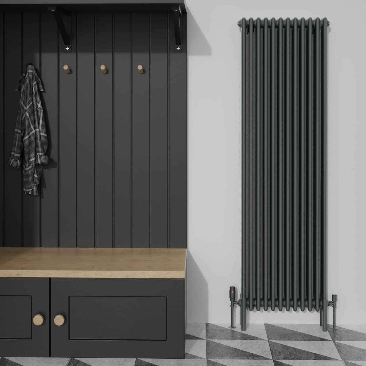 Warmehaus Anthracite Traditional 4 Column Vertical Tall Radiator 1800X560mm