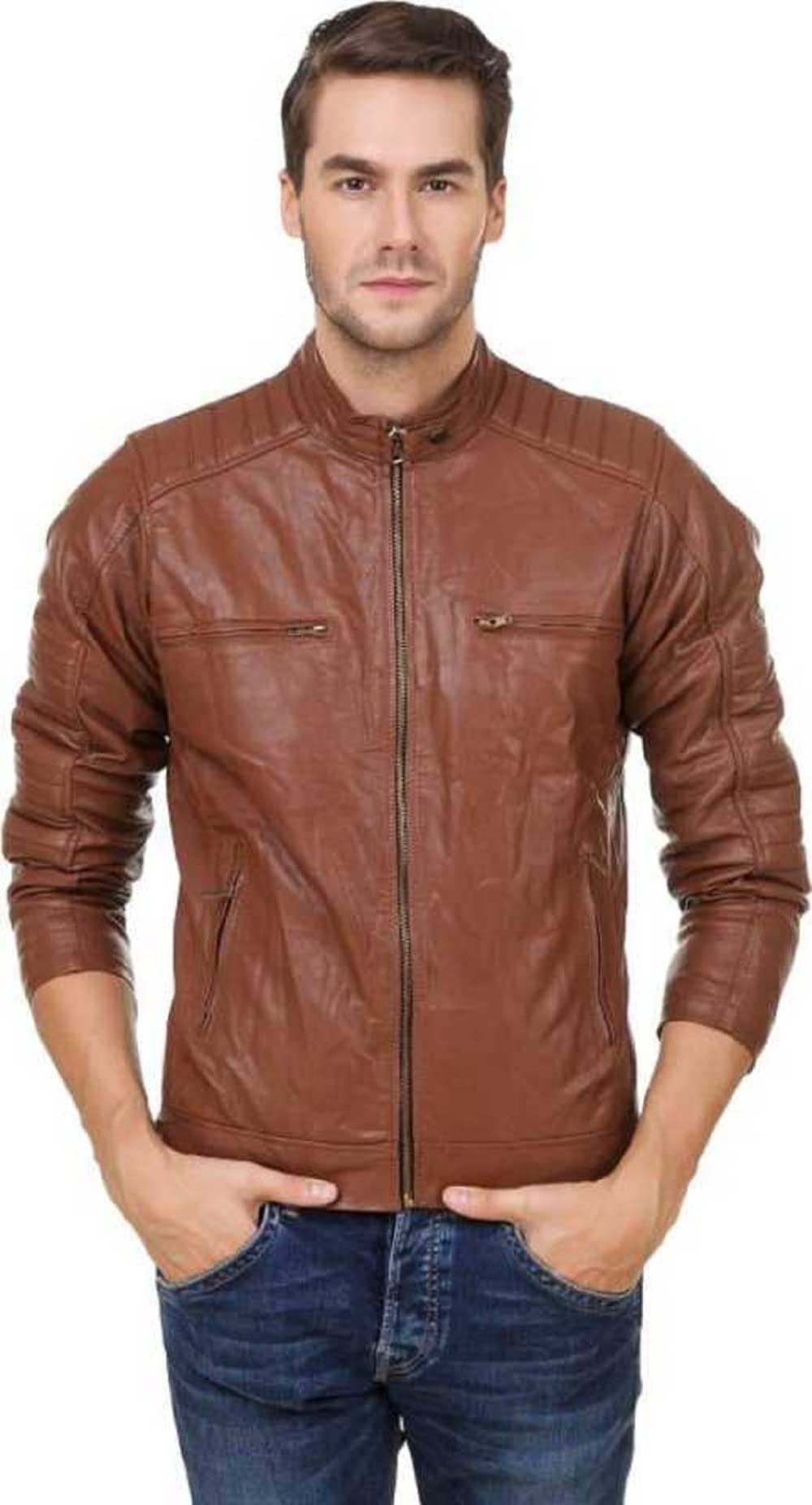 Garmadian Brown Pu Leather Jacket (XL)