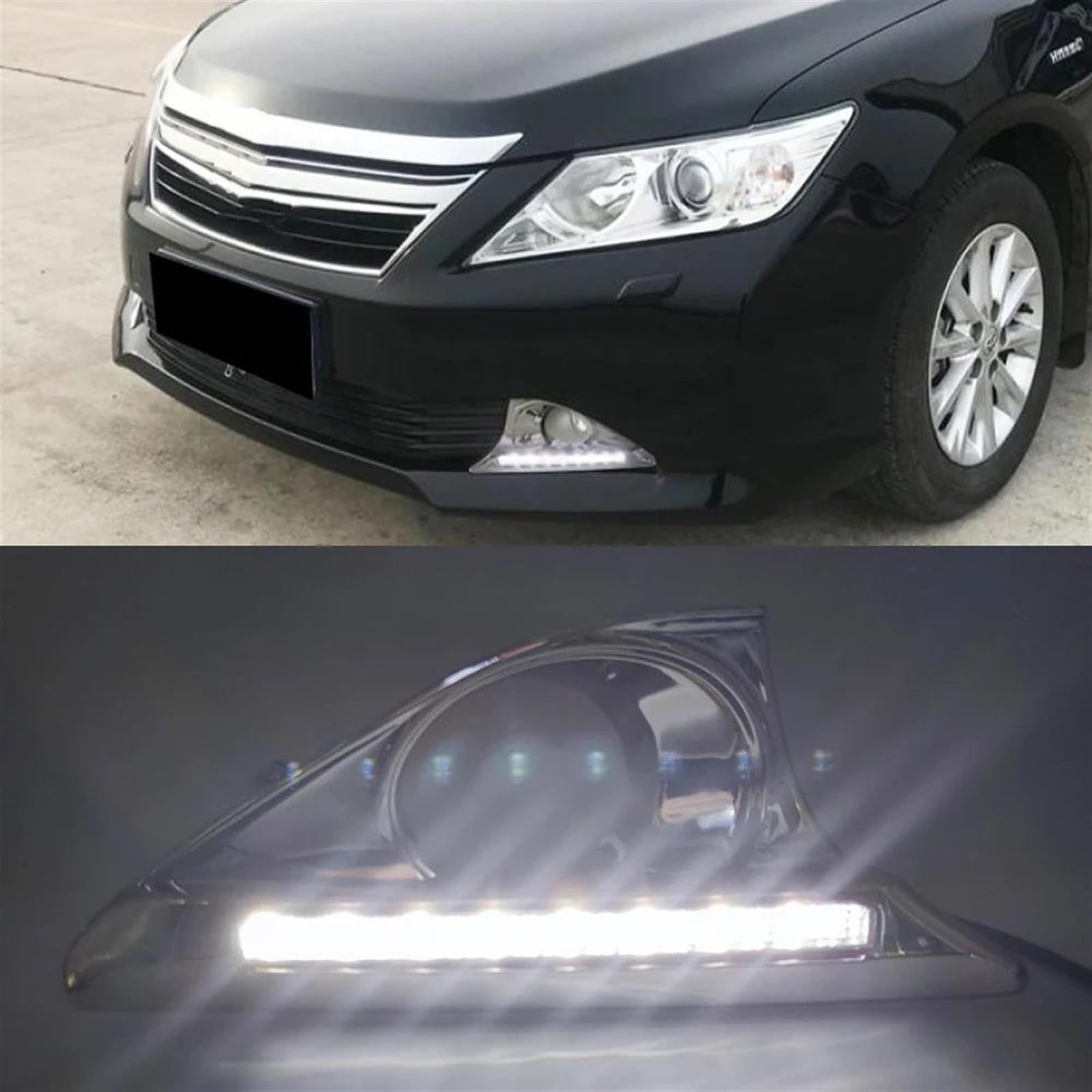 Intermitentes Automóviles 2 uds para Toyota Para Camry 2012 2013 2014 con cubierta cromada LED DRL luz de circulación diurna luz antiniebla señal de giro(BLANCO)