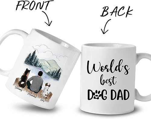 Miniatura 2 de Gossby Taza de café personalizada del mundo con el mejor perro y papá, regalo para dueños de perros con diseño, nombres, razas de perros