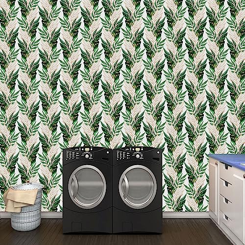 Eilyliafe Green And Gold Leaves Contact Paper For Cabinets Boho Wallpaper Peel And Stick Wallpaper Vintage Self Adhesive Wall Paper For Bedroom Home Wall Decor 16.1'' X 40Ft #TOP5